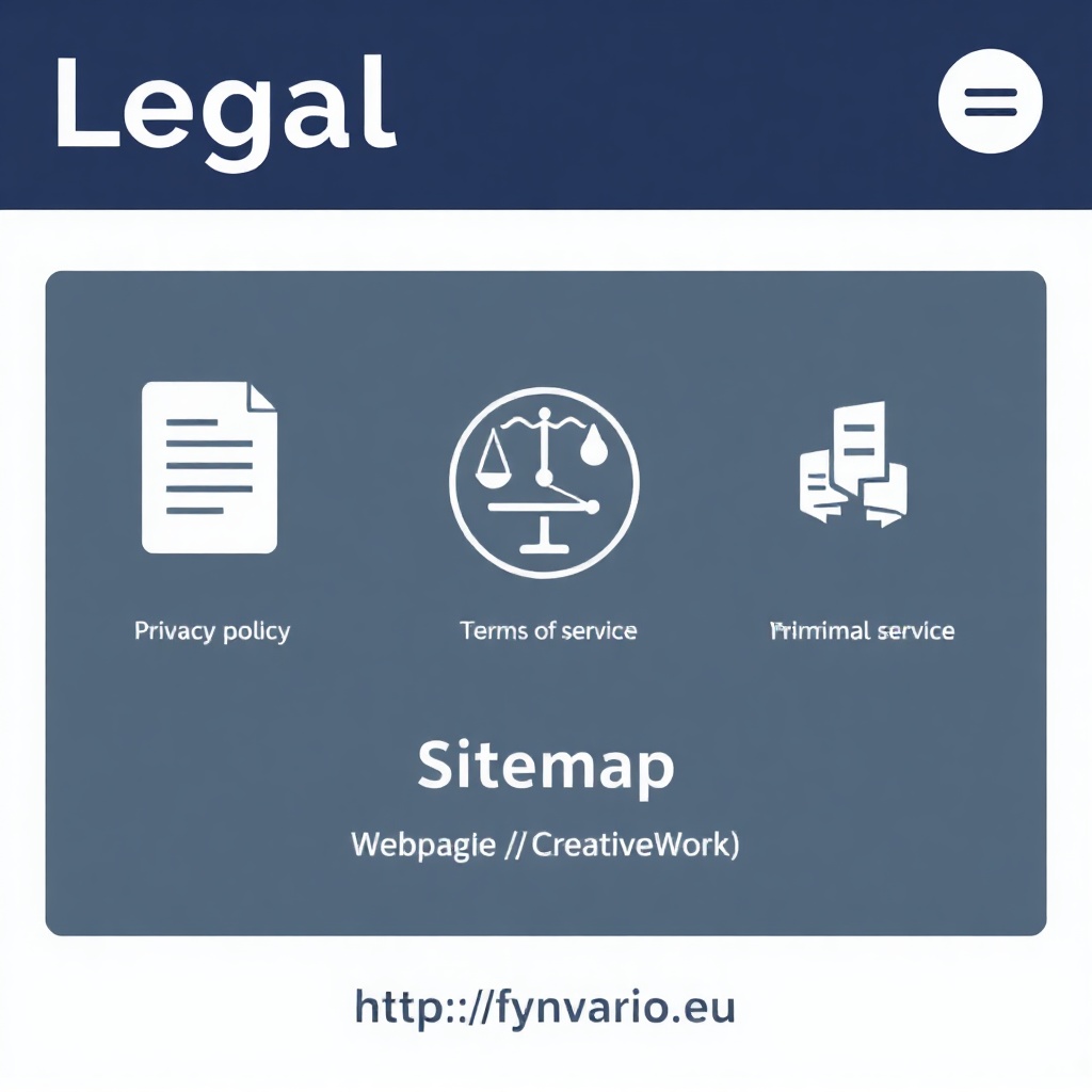 Legal documents and sitemap panel with canonical URL and microdata motif